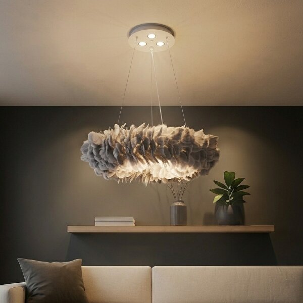 Brilagi - LED полилей на кабел FEATHER 3xE27/40W/230V + 3xLED/3W Ø 50 см сив