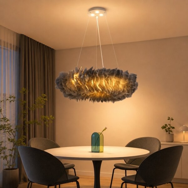Brilagi - LED полилей на кабел FEATHER 3xE27/40W/230V + 3xLED/3W Ø 50 см сив