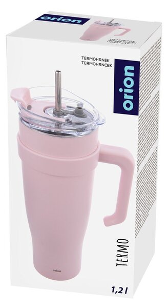 Розова термочаша със сламка 1,2 l Termo – Orion