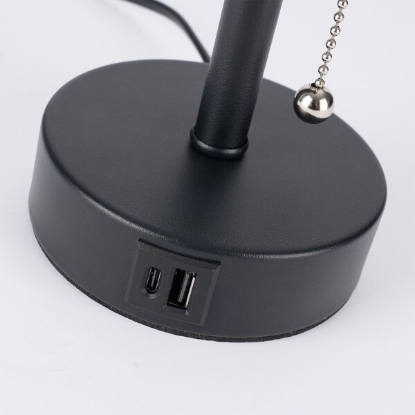 Brilagi - Настолна лампа с USB порт TABLON 1xE27/25W/230V черна