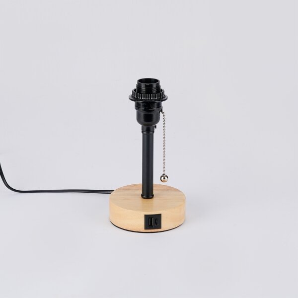 Brilagi - Настолна лампа с USB порт TABLON 1xE27/25W/230V дъб/черен/сив