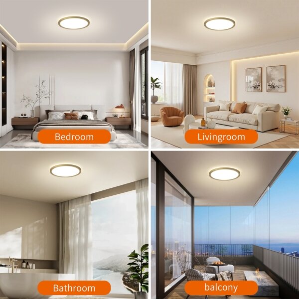 Brilagi - LED осветително тяло за баня ULTRA SLIM LED/12W/230V Ø 22,5 см златисто IP54