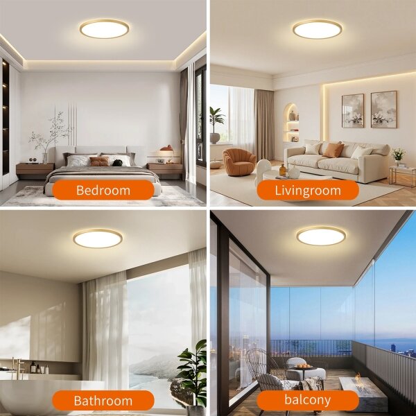 Brilagi - Ултра тънко LED осветително тяло за баня LED/18W/230V Ø 30 см златисто IP54