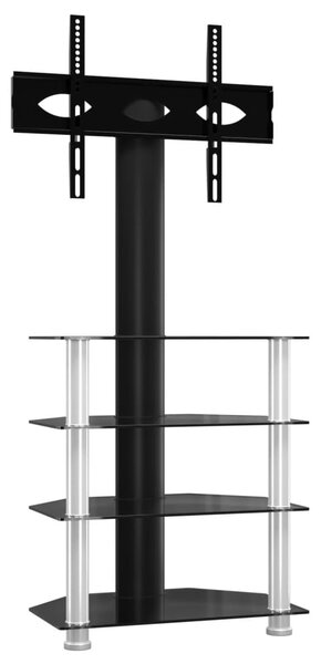 VidaXL Ъглова ТВ поставка на 4 нива, за 32-70 инча, черно и сребристо