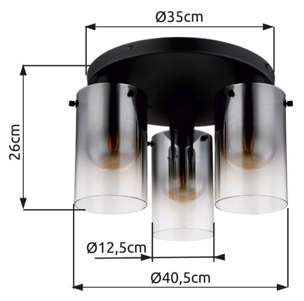 Globo 15907-3D - Полилей за повърхностен монтаж FLORENTINA 3xE27/40W/230V Ø 40,5 см черен