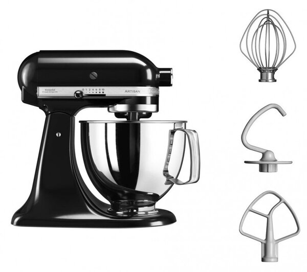 Планетарен миксер KitchenAid Artisan Elegance 5KSM125EOB, 300W, 4.8 л, Direct drive, 10 скорости, Черен