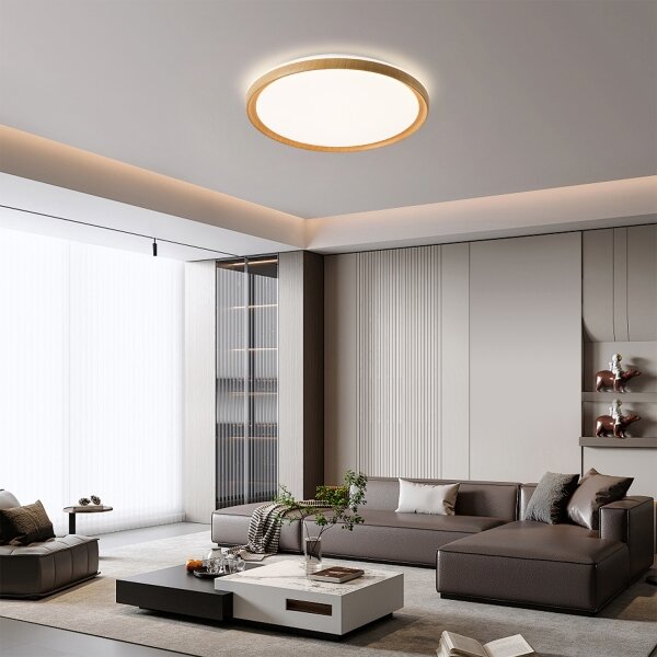 Brilagi-LED Димируем таванен плафон RIVO LED/72W/230V 3000-6000K с дървесен декор Ø 50 cm+ДУ