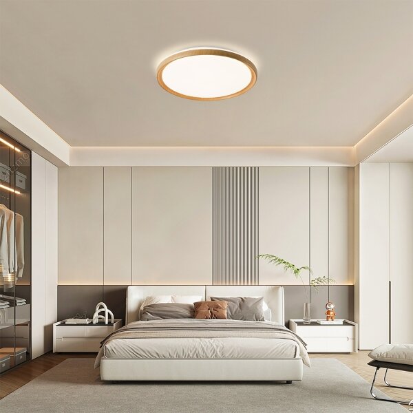 Brilagi-LED Димируем таванен плафон RIVO LED/72W/230V 3000-6000K с дървесен декор Ø 50 cm+ДУ