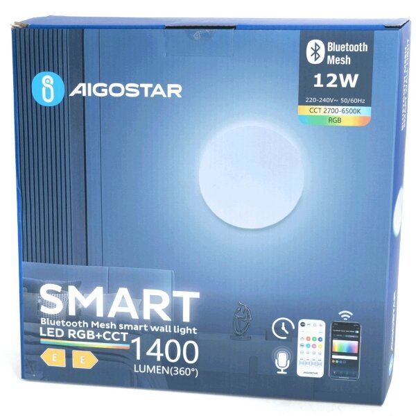 Aigostar - LED RGBW Димируем стена Осветление MESH Smart LED/12W/230V + д.у. бял