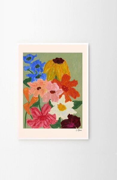 Постер 50x70 cm Flowers on Sage Green – Carla Llanos – The Poster Club