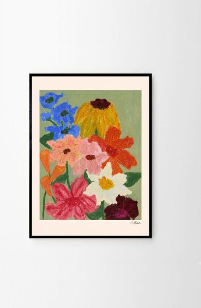 Постер 50x70 cm Flowers on Sage Green – Carla Llanos – The Poster Club