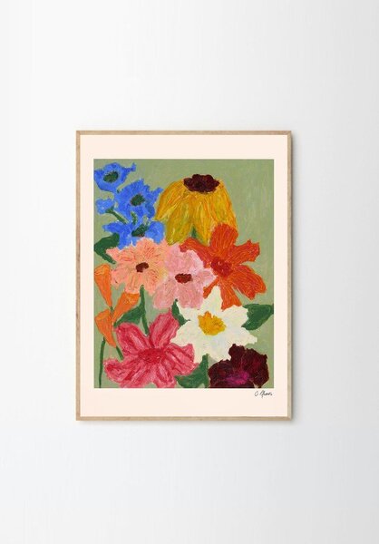 Постер 50x70 cm Flowers on Sage Green – Carla Llanos – The Poster Club