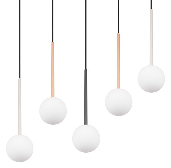 Trio Lighting Висяща лампа „Firano“, цветна, дължина 107 см, метална, с 5 лампи, Многоцветен, Дневна/трапезария, Метал, Модерен