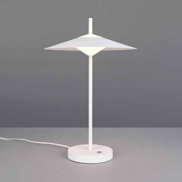 Trio Lighting LED настолна лампа „Амало“, матово бяла, височина 46 см, метал, CCT, Затъмняване, Бял, Дневна/трапезария, Метал, Модерен