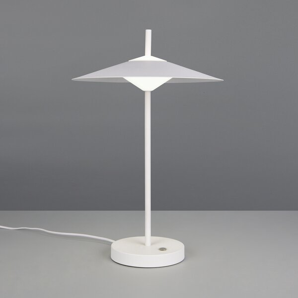 Trio Lighting LED настолна лампа „Амало“, матово бяла, височина 46 см, метал, CCT, Затъмняване, Бял, Дневна/трапезария, Метал, Модерен