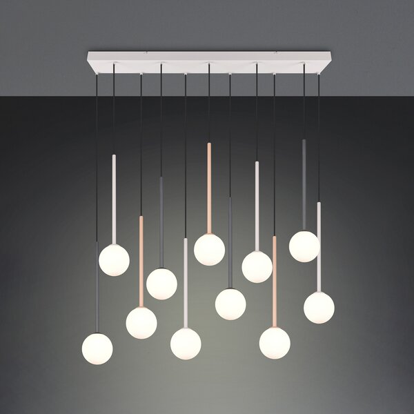 Trio Lighting Висяща лампа „Firano“, цветна, дължина 129 см, метал, 11-лампова., Многоцветен, Дневна/трапезария, Метал, Модерен