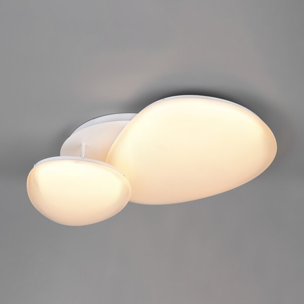 Trio Lighting LED таванна лампа Ozera, дължина 67 см, бяла, пластмаса, CCT, с 2 лампи., Затъмняване, Бял, Дневна/трапезария, Пластмаса, Модерен
