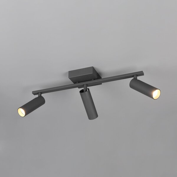 Trio Lighting Таванна лампа „Dara“, дължина 46 см, антрацит, метал, с 3 крила., Черен, Дневна/трапезария, Метал, Модерен
