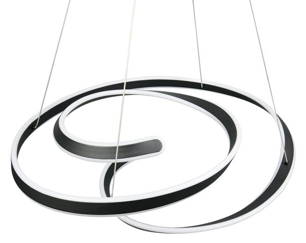 Trio Lighting LED висяща лампа „Арлингтън“, матово черна, дължина 80 см, метал, CCT, Затъмняване, Черен, Дневна/трапезария, Метал, Модерен