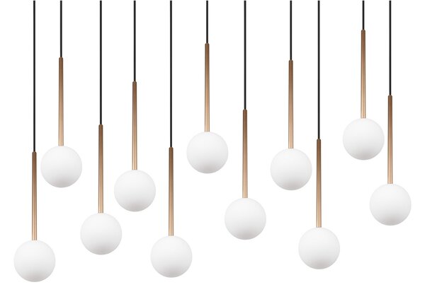 Trio Lighting Висяща лампа „Firano“, златист цвят, дължина 129 см, метал, 11-лампова., Злато / месинг, Дневна/трапезария, Метал, Модерен