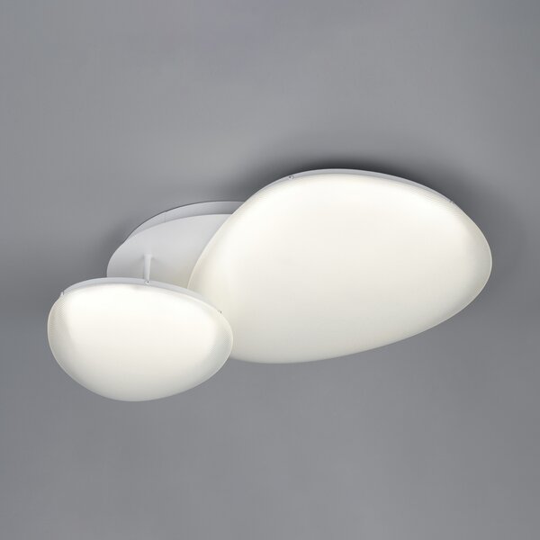 Trio Lighting LED таванна лампа Ozera, дължина 67 см, бяла, пластмаса, CCT, с 2 лампи., Затъмняване, Бял, Дневна/трапезария, Пластмаса, Модерен