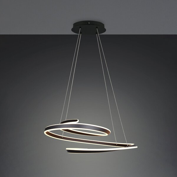 Trio Lighting LED висяща лампа „Арлингтън“, матово черна, дължина 80 см, метал, CCT, Затъмняване, Черен, Дневна/трапезария, Метал, Модерен