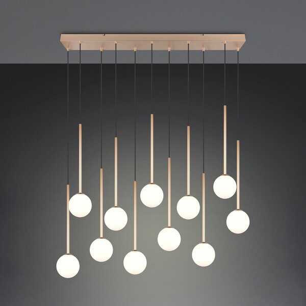 Trio Lighting Висяща лампа „Firano“, златист цвят, дължина 129 см, метал, 11-лампова., Злато / месинг, Дневна/трапезария, Метал, Модерен
