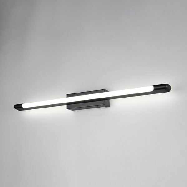 Trio Lighting LED стенна лампа „Алберто“, черна, ширина 71 см, IP44, Затъмняване, Черен, Баня, Метал, Модерен
