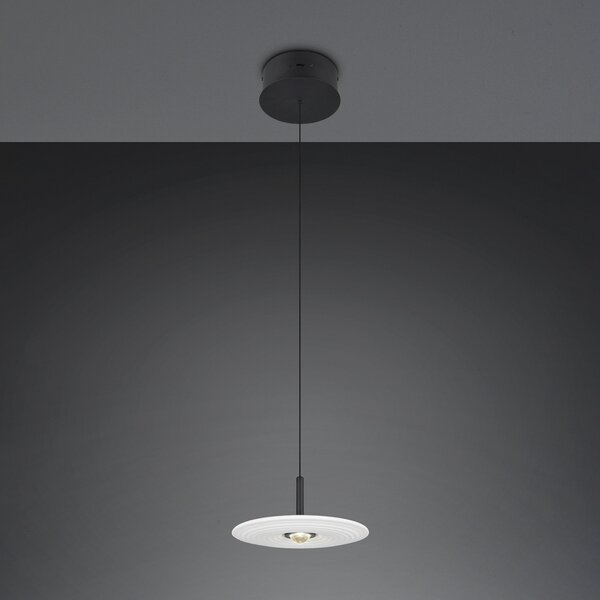 Trio Lighting LED висяща лампа „Sirena“, бяла, Ø 20 см, стъкло, CCT, Затъмняване, Бял, Дневна/трапезария, Стъкло
