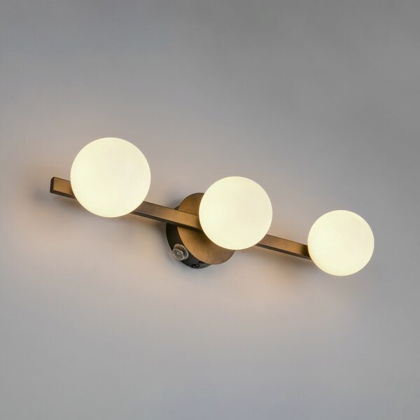Trio Lighting Стенна лампа „Алфио“, 50 см, черна, метал/стъкло, IP44, 3 лампи, Черен, Баня, Метал, Модерен