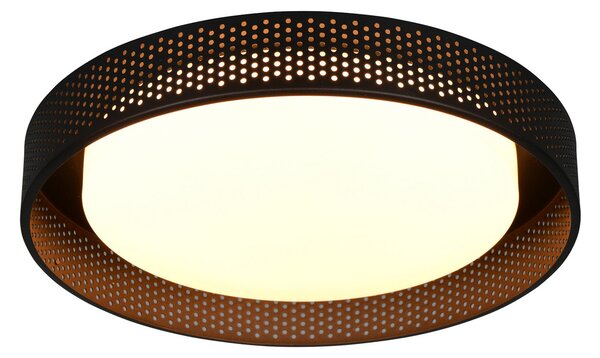 Trio Lighting LED таванна лампа „Filippo“, матово черно, Ø 33 см, метал, CCT, IP44, Затъмняване, Черен, Баня, Метал, Модерен