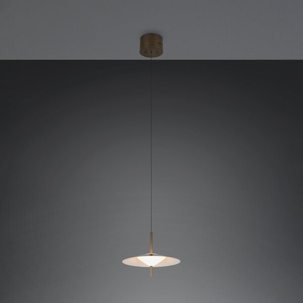 Trio Lighting LED висяща лампа „Амало“, платинен цвят, Ø 30 см, метал, CCT, Затъмняване, Металик, Дневна/трапезария, Метал, Модерен