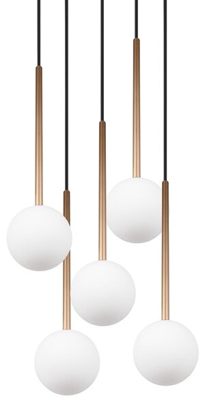 Trio Lighting Висяща лампа „Firano“, златист цвят, Ø 36 см, метал, с 5 крила., Злато / месинг, Дневна/трапезария, Метал, Модерен