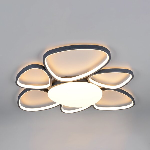Trio Lighting LED таванна лампа Amelio, черна, 85 см, CCT, дистанционно управление, Затъмняване, Бял, Дневна/трапезария, Пластмаса, Модерен