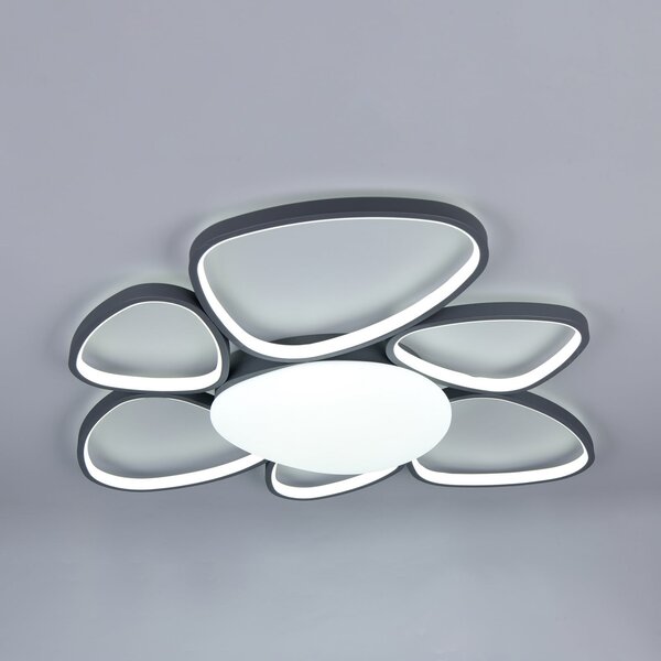 Trio Lighting LED таванна лампа Amelio, черна, 85 см, CCT, дистанционно управление, Затъмняване, Бял, Дневна/трапезария, Пластмаса, Модерен