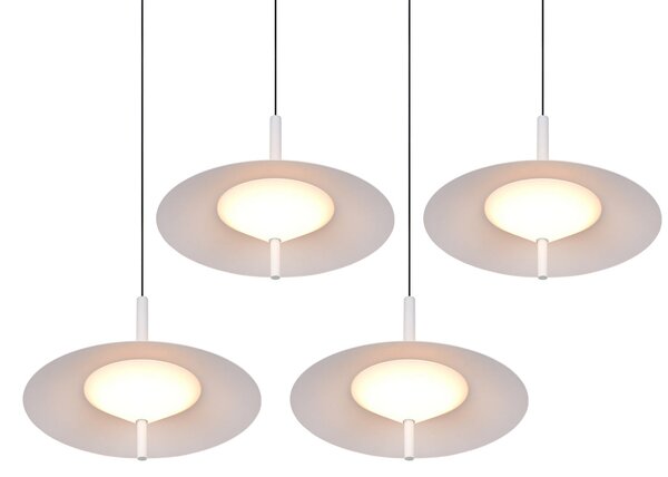 Trio Lighting LED висяща лампа „Амало“, матово бяла, дължина 146 см, CCT, 4-лампова, Затъмняване, Бял, Дневна/трапезария, Метал, Модерен
