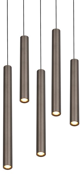 Trio Lighting LED висяща лампа „Arimato“, Ø 35 см, платинен цвят, метал, CCT, Металик, Дневна/трапезария, Метал, Модерен