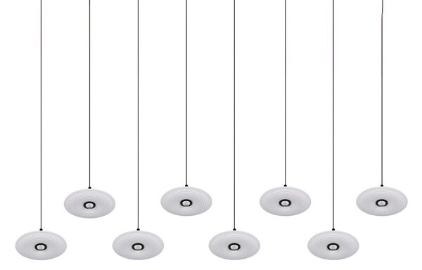 Trio Lighting LED висяща лампа „Sirena“, бяла, дължина 167 см, стъкло, CCT, 8-лампова, Затъмняване, Бял, Дневна/трапезария, Стъкло