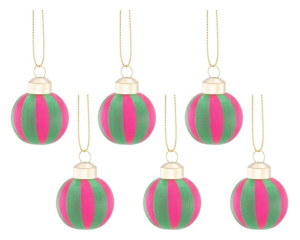 Текстилни коледни топки в комплект 6 бр. 12 cm Yarn Stripe – Sass & Belle