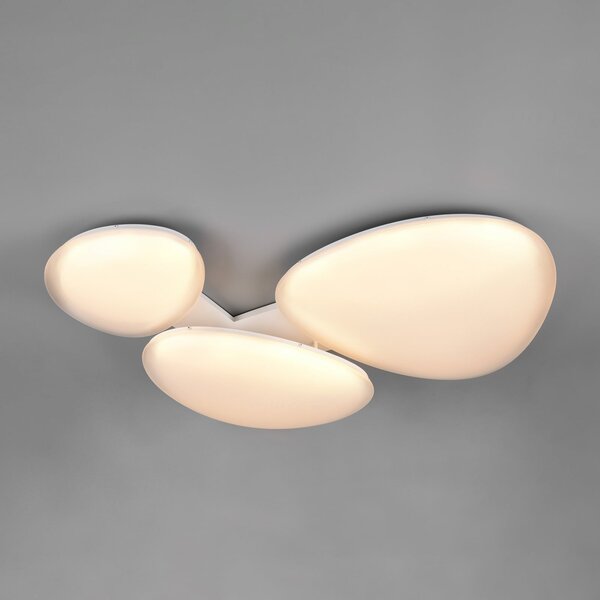 Trio Lighting LED таванна лампа Ozera, дължина 95 см, бяла, пластмаса, CCT, 3-лампова, Затъмняване, Бял, Дневна/трапезария, Пластмаса, Модерен
