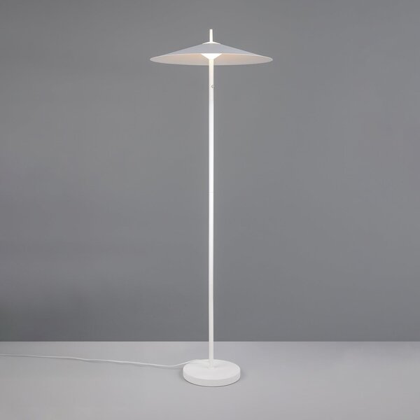Trio Lighting LED стояща лампа „Амало“, матово бяло, височина 145 см, метал, CCT, Затъмняване, Бял, Дневна/трапезария, Метал, Модерен