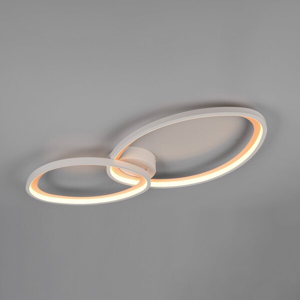 Trio Lighting LED таванна лампа „Sivo“, дължина 84 см, матово бяло, метал, CCT, Затъмняване, Бял, Дневна/трапезария, Метал