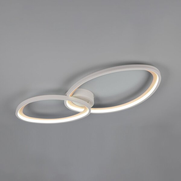 Trio Lighting LED таванна лампа „Sivo“, дължина 84 см, матово бяло, метал, CCT, Затъмняване, Бял, Дневна/трапезария, Метал