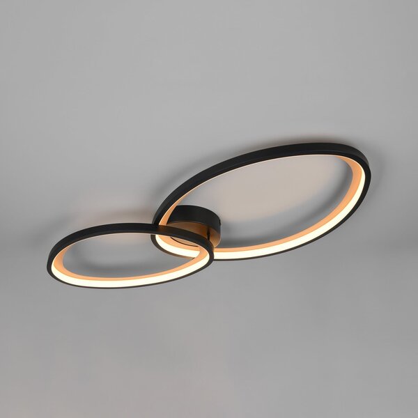 Trio Lighting LED таванна лампа „Sivo“, дължина 84 см, матово черно, метал, CCT, Затъмняване, Черен, Дневна/трапезария, Метал, Модерен
