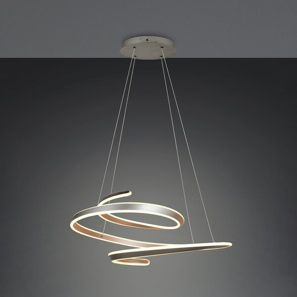 Trio Lighting LED висяща лампа „Арлингтън“, матов никел, дължина 80 см, метал, CCT, Затъмняване, Металик, Дневна/трапезария, Метал, Модерен