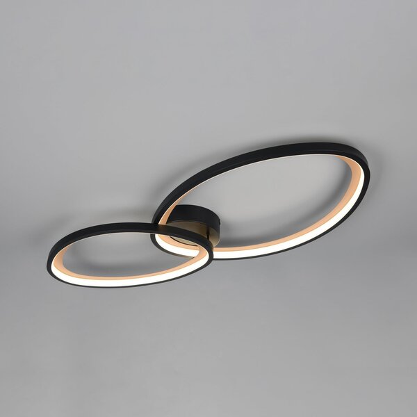 Trio Lighting LED таванна лампа „Sivo“, дължина 84 см, матово черно, метал, CCT, Затъмняване, Черен, Дневна/трапезария, Метал, Модерен