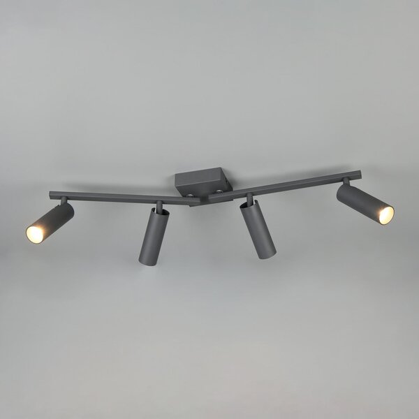 Trio Lighting Таванна лампа „Dara“, дължина 66 см, антрацит, метал, 4-крилна., Черен, Дневна/трапезария, Метал, Модерен