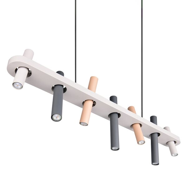 Trio Lighting Висяща лампа „Terloa“, цветна, дължина 115 см, метална, със 7 лампи, Многоцветен, Дневна/трапезария, Метал, Модерен