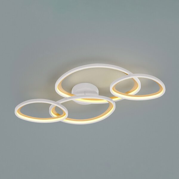 Trio Lighting LED таванна лампа „Sivo“, дължина 103 см, матово бяло, метал, CC, Затъмняване, Бял, Дневна/трапезария, Метал