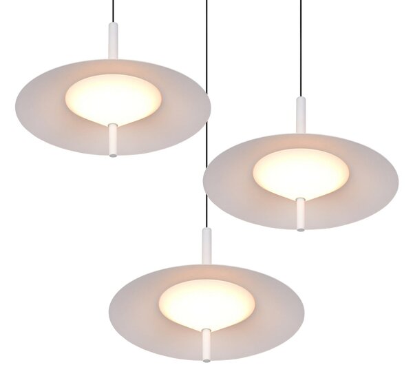 Trio Lighting LED висяща лампа „Амало“, матово бяло, Ø 67 см, метал, CCT 3-флг., Затъмняване, Бял, Дневна/трапезария, Метал, Модерен